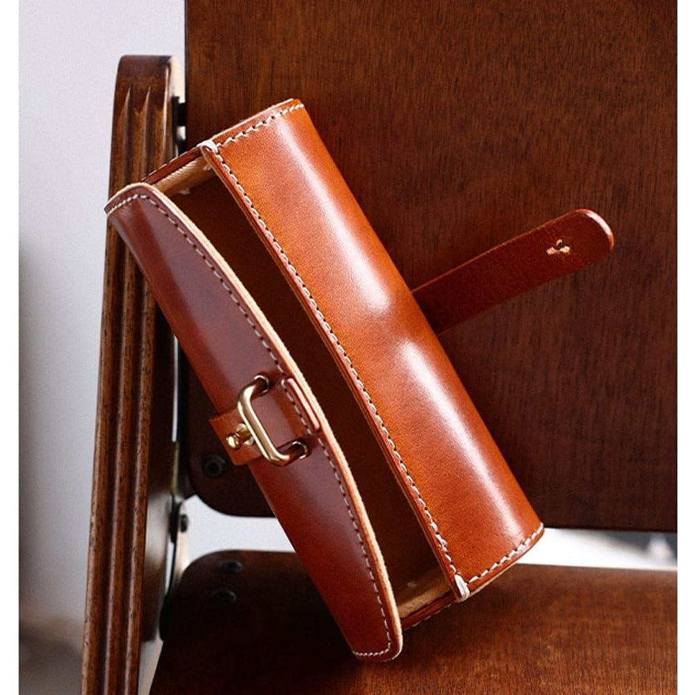 Skórzane etui na okulary, przenośne etui na okulary przeciwsłoneczne odporne na ściskanie, wąskie etui dla kobiet mężczyzn, retro minimalistyczny, ręcznie robiony uchwyt na okulary przeciwsłoneczne (