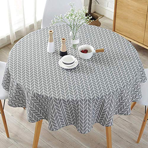 Woopower - Toalha de mesa simples de estilo nórdico, toalhas redondas para mesa redonda, algodão e linho, à prova de pó, para mesa de buffet, festas, jantares de Natal