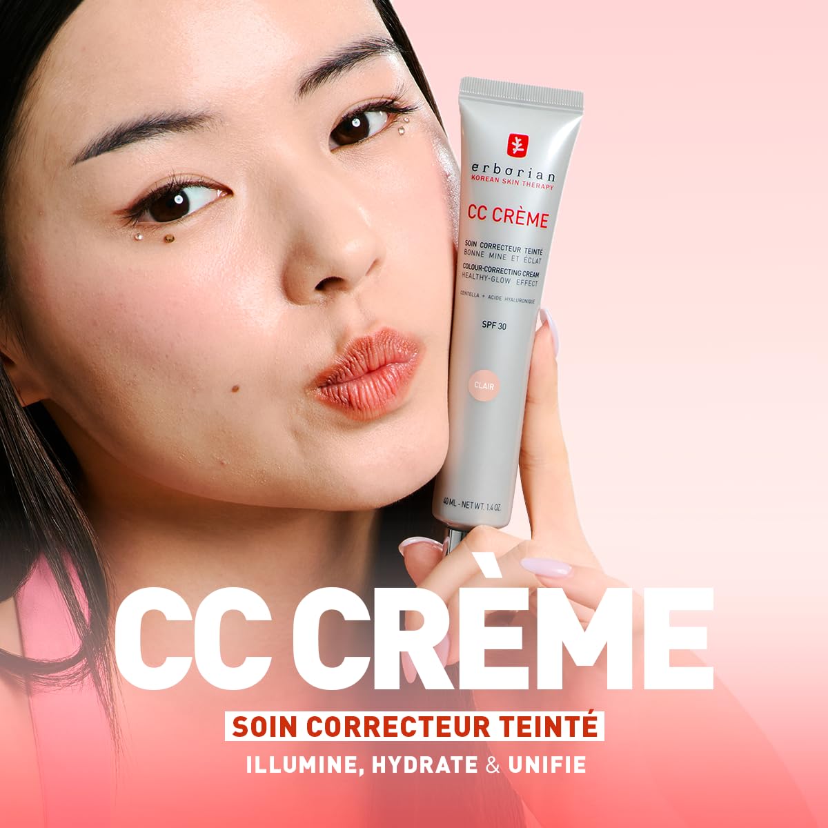 Erborian - CC Crème à la Centella Asiatica Clair 15 ml - Crème Correctrice de Couleur + Super BB Concealer Clair 10 ml - Anti-cernes Traitant Haute Couvrance