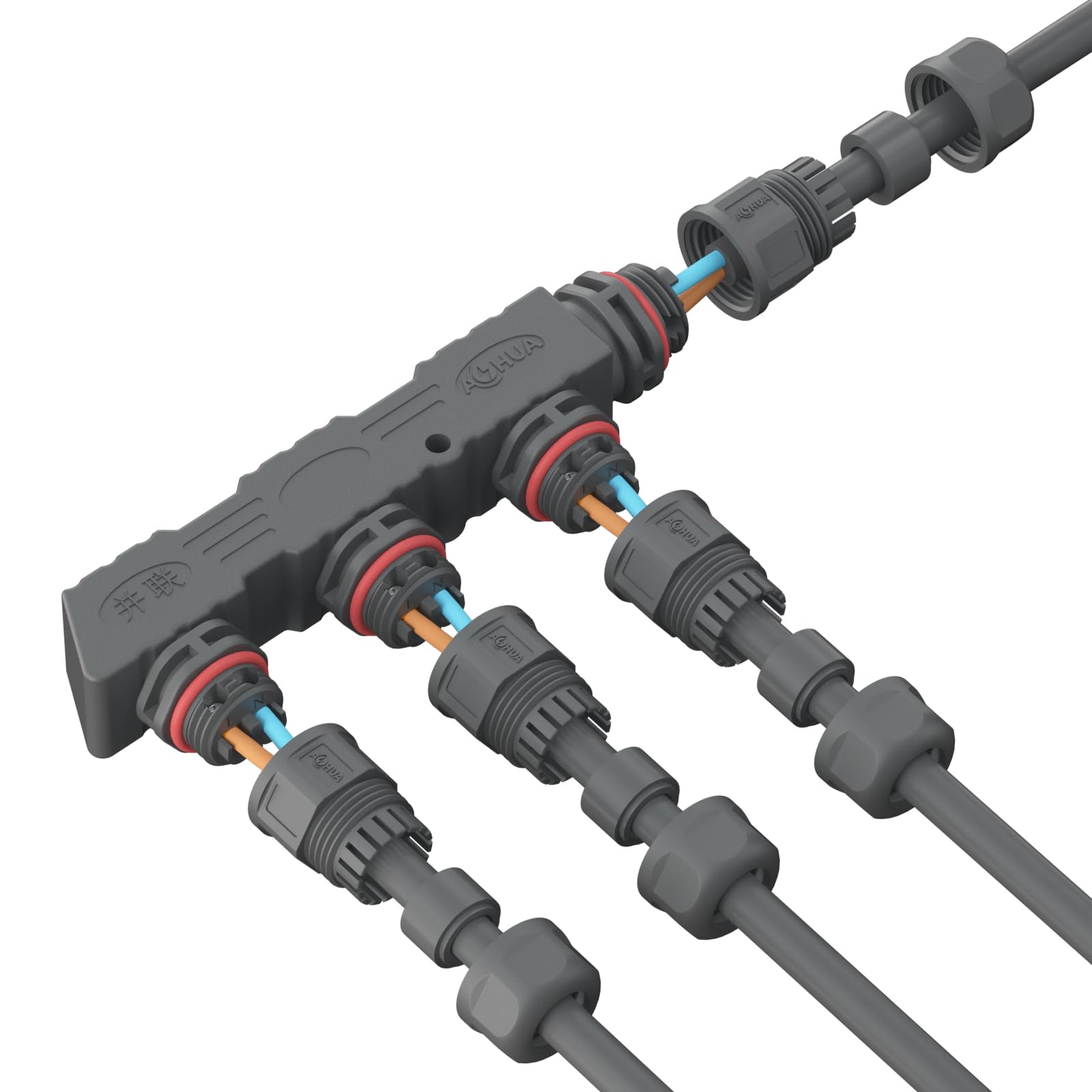 AOHUAM16 Waterproof Connector IP67 Outdoor Electrical splitter plug for 2pin Cables LED Connector