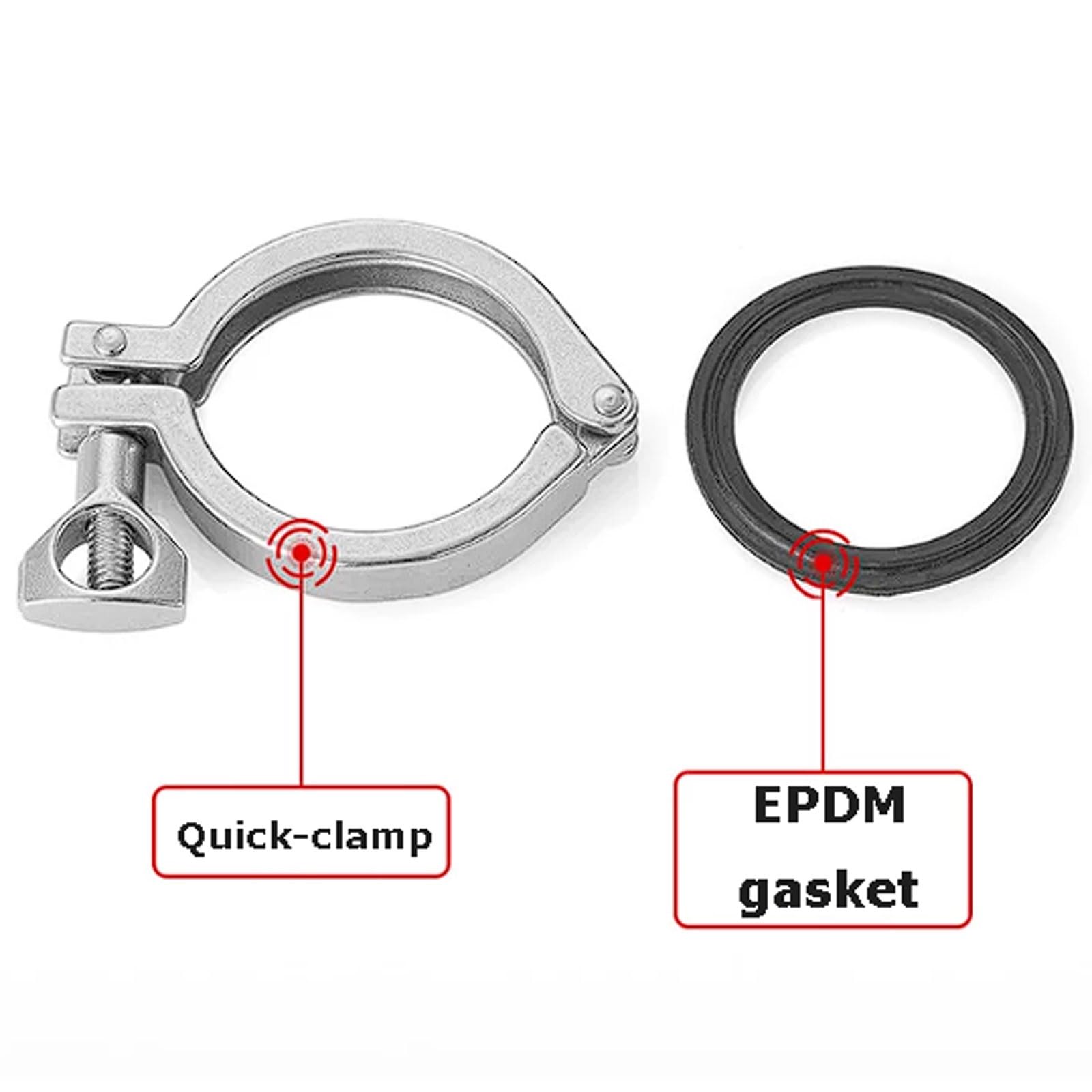 Abrazaderas de conexión rápida acero inoxidable 304 con juntas EPDM, 2 juegos mordazas, acoplamientos tipo snap-on, reforzados para uso pesado(Φ102 Chuck 119)