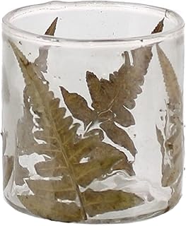AREOhome HomArt Small Enameled Fern Hurricane, 3-inch Height, Fern and Glass (2216-71)