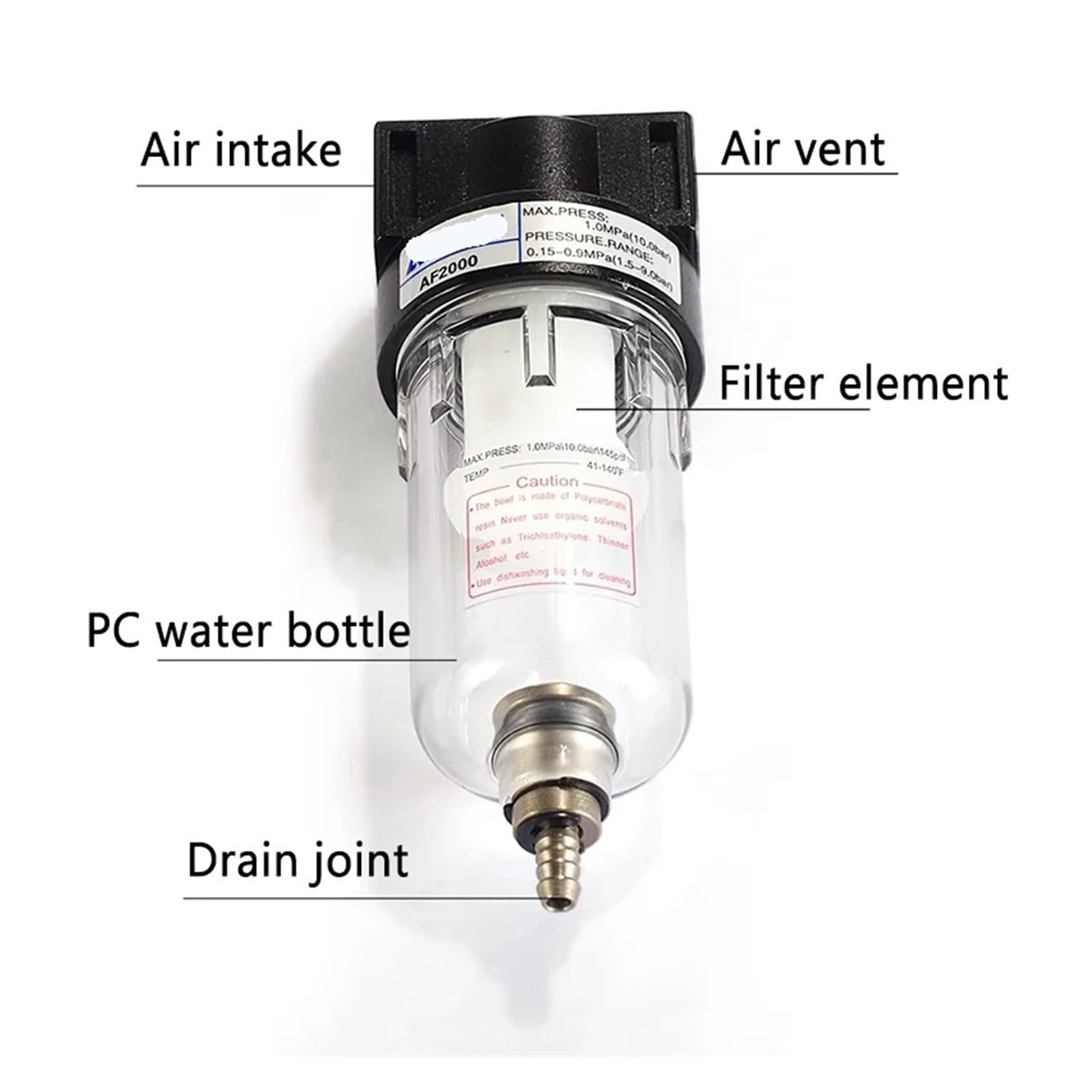 Procesador de fuente de aire AF2000 separador de aire aceite y agua compresor pistola de pulverización filtro de un solo componente (AF2000+PC6-02x2)
