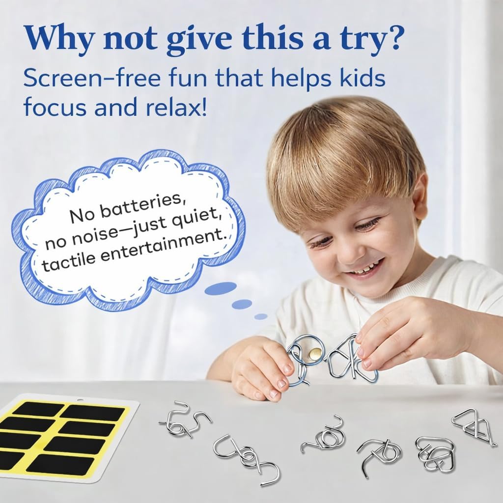 Metal Puzzle Ring, Educational Intelligence Brain Teaser, Steel IQ Logic Game, Challenging Metal Interlocking Puzzle, Perfect for Party Favors & Gifts (A)