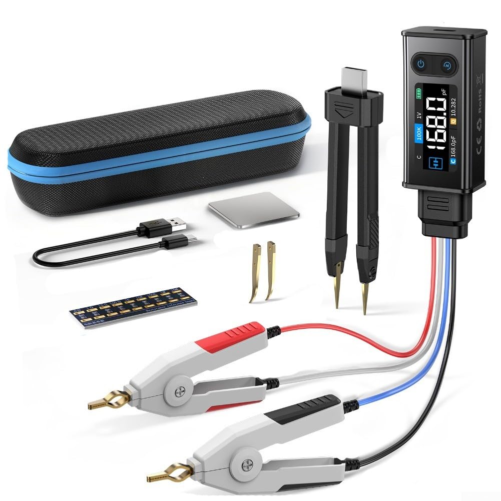 LCR-ST2 2-in-1Tester Smart Bridge Tweezer Kit,LCR/ESR Klemmmessgerät,digital brücke tester Digital bridge Messgerät LCR Messgerät Widerstand Induktivität Kapazität Bauteilprüfung(LCR-ST2 high)