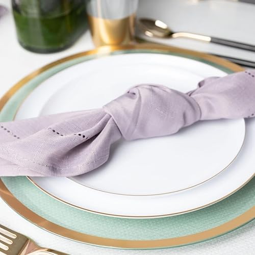 Miniatura 2 de Blue Sky Edge Collection - Platos de plástico con borde dorado blanco de 6.3 pulgadas (paquete de 10)  Elegante vajilla desechable para eventos y