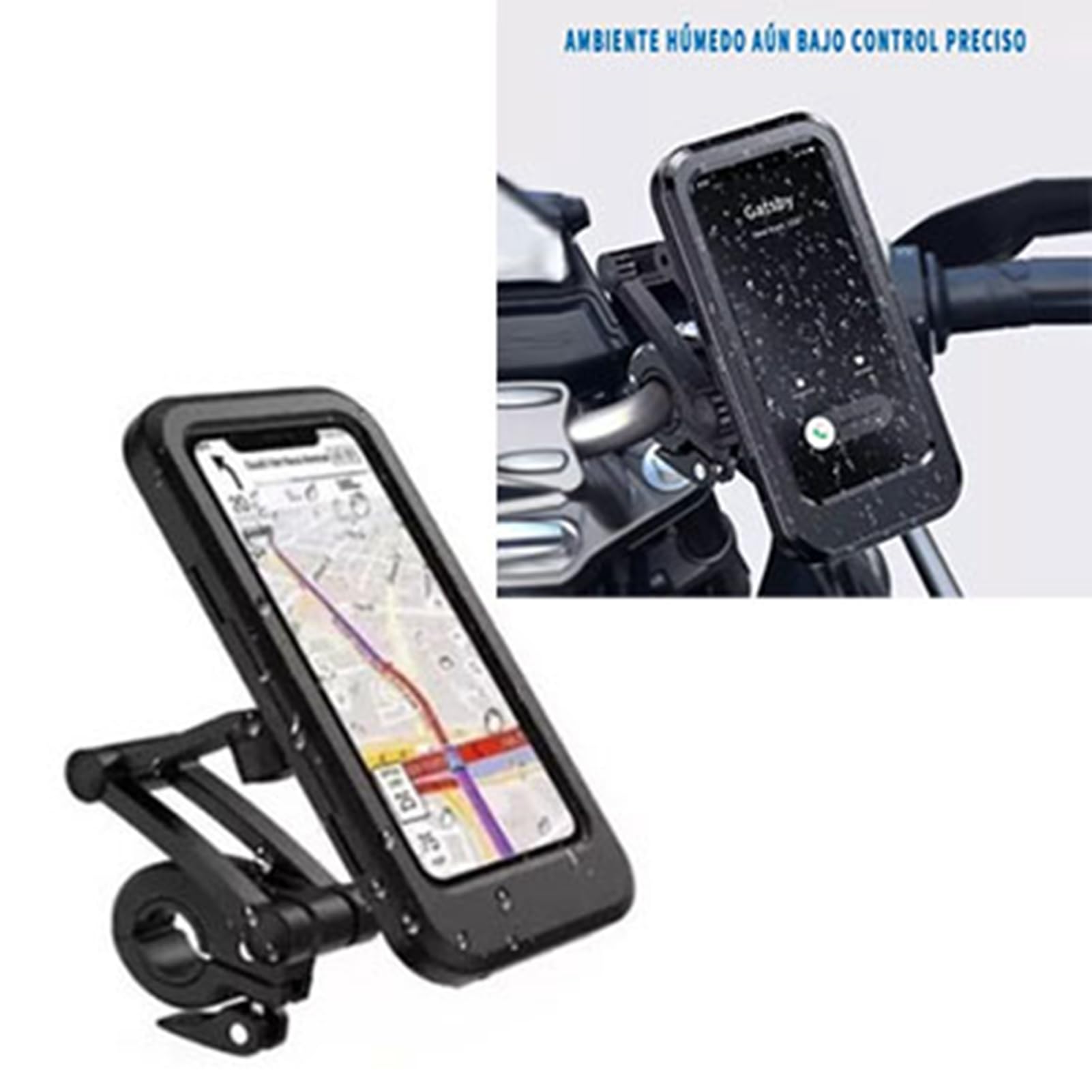 Mocowanie do Telefonu Motocyklowego, Wodoodporny Wrażliwy Ekran Dotykowy TPU Motocykl Uchwyt do Telefonu na Rowerze Obrót o 360 ° Uchwyt do Nawigacji Motocyklowej