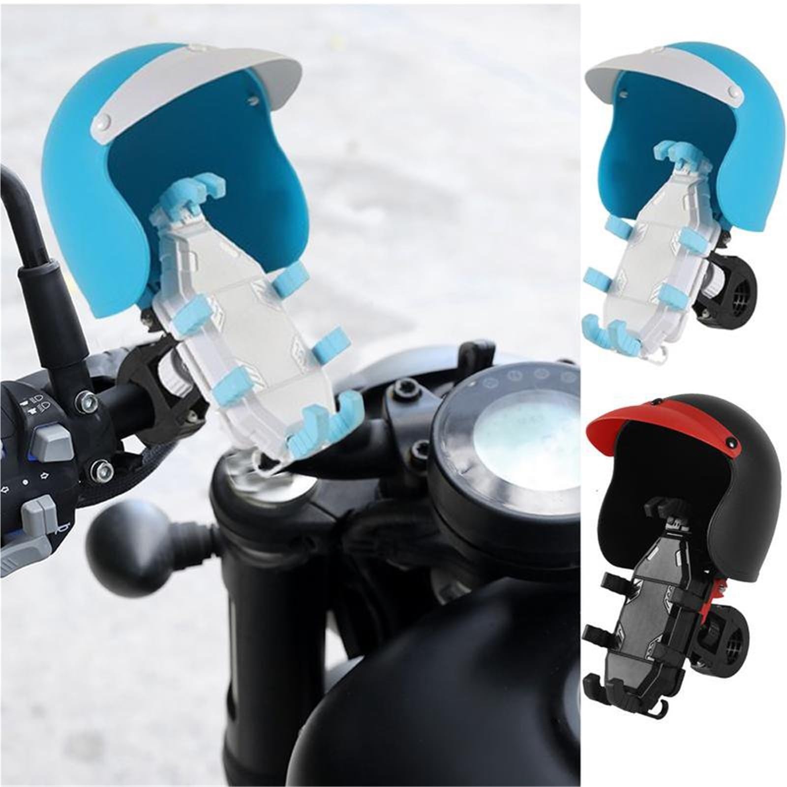 Soporte para Teléfono De Motocicleta con Abrazadera Antivibración Y Motor Giratorio para Casco Pequeño, Soporte para Manillar De Teléfono Móvil.