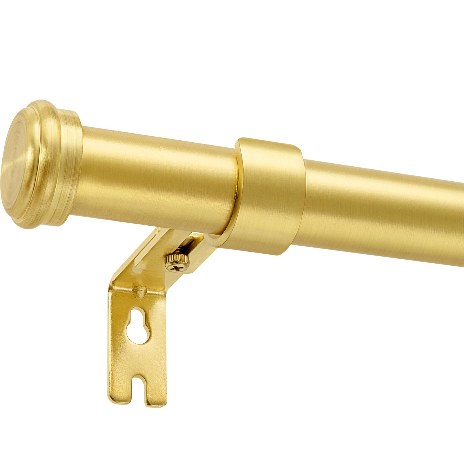 Zeerobee Curtain Rods for Windows 32 to 48, 1 Inch Heavy Duty Adjustable Drapery Rods, Modern Indoor/Outdoor Curtain Pole for Bedroom, Living Room, Patio, Farmhouse, 32"-48", Brushed Gold