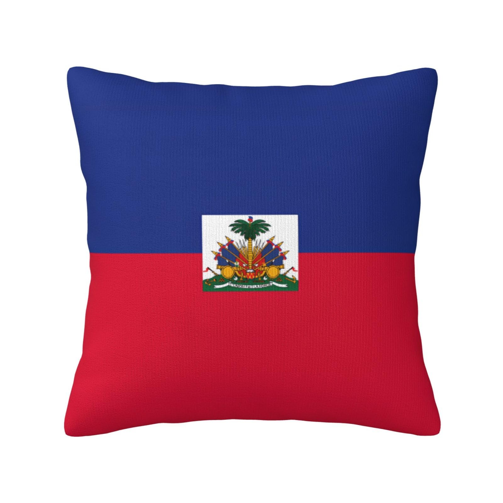 Haitian flag Print Decorative Throw Pillow Covers for Sofa, Outdoor and World Cup Celebrations