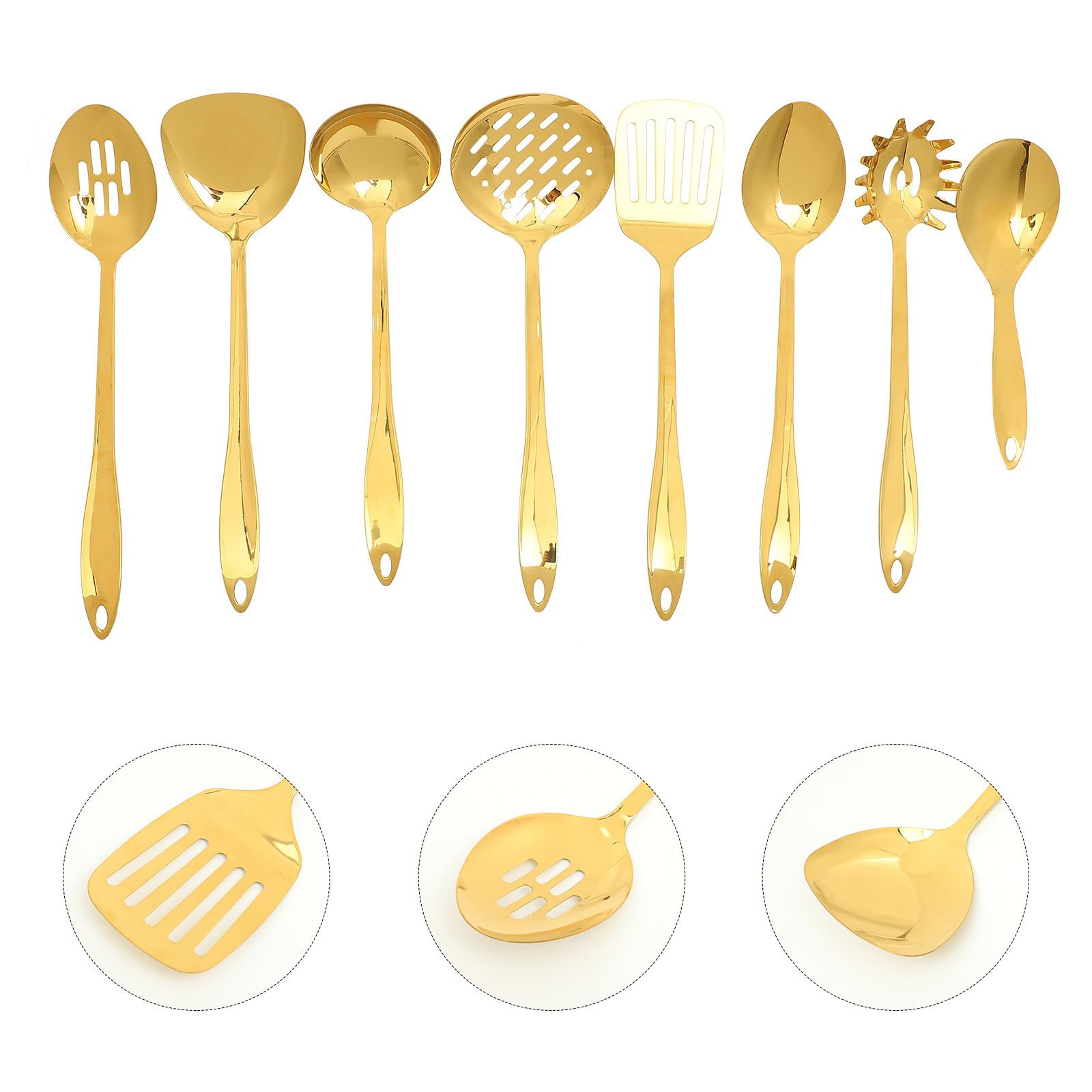 Edelstahl Küchenutensilien Satz in Gold mit Praktischem Design und Aufhängeöffnung 1 Satz Kochutensilien für Vielseitige Küchenanwendungen