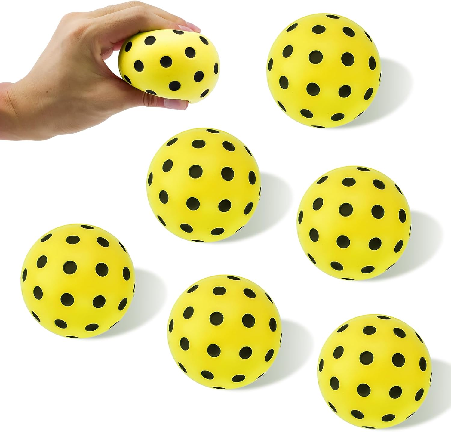 CEYAZYE 6 Pcs Silent Pickleball Balls, Soft Foam Balls for Indoor and Outdoor Practice, Low-Noise and Durable, Pickle Ball for Beginners Adult Outdoor Training