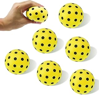 CEYAZYE 6 Pcs Silent Pickleball Balls, Soft Foam Balls for Indoor and Outdoor Practice, Low-Noise and Durable, Pickle Ball for Beginners Adult Outdoor Training