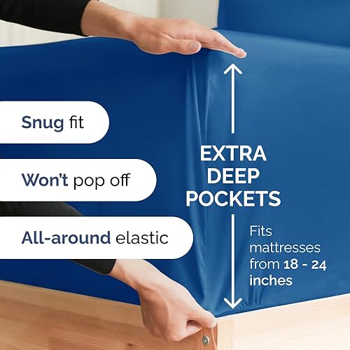 Miniatura 3 de Juego de sábanas extra profundas tamaño King, sábanas transpirables y refrescantes de 7 piezas, juego de sábanas de lujo para hotel, ajuste fácil,