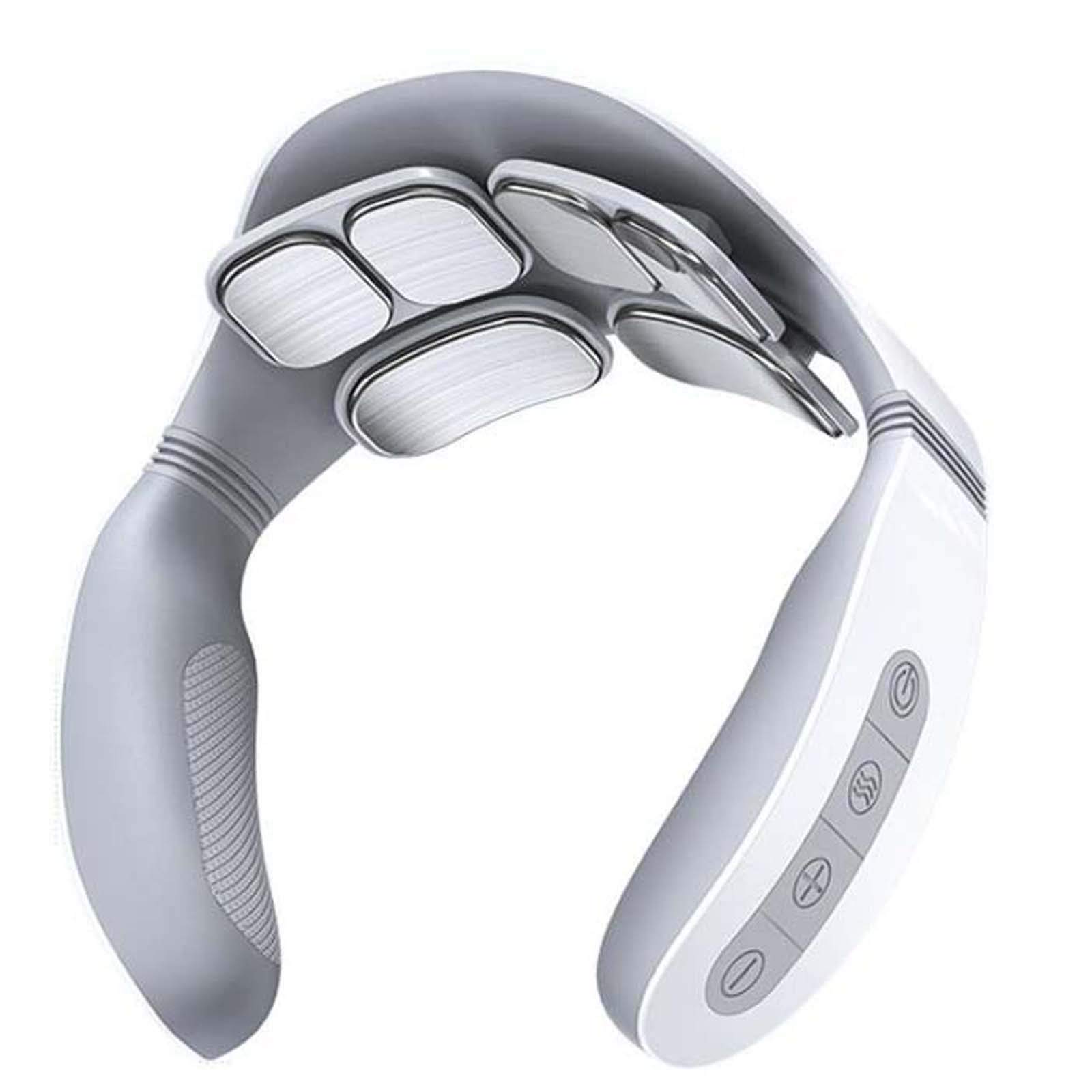 LQH -Neck And Shoulder Massager TENS Pulse Machine with Heating Function 6 Head Deep Tissue Shiatsu Massage Electric Current Pain Relief Intelligent Portable for Home, Office, Car