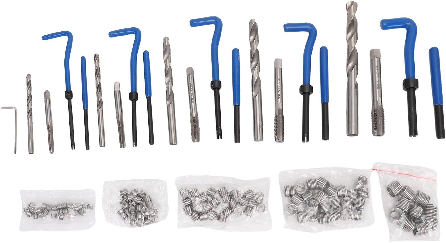 Metric Helicoil Thread Repair Kit, with HSS Drill Bits Thread Inserts Taps Break Off Tools, M 12 Sizes, Rethreading Tools for Auto Repair