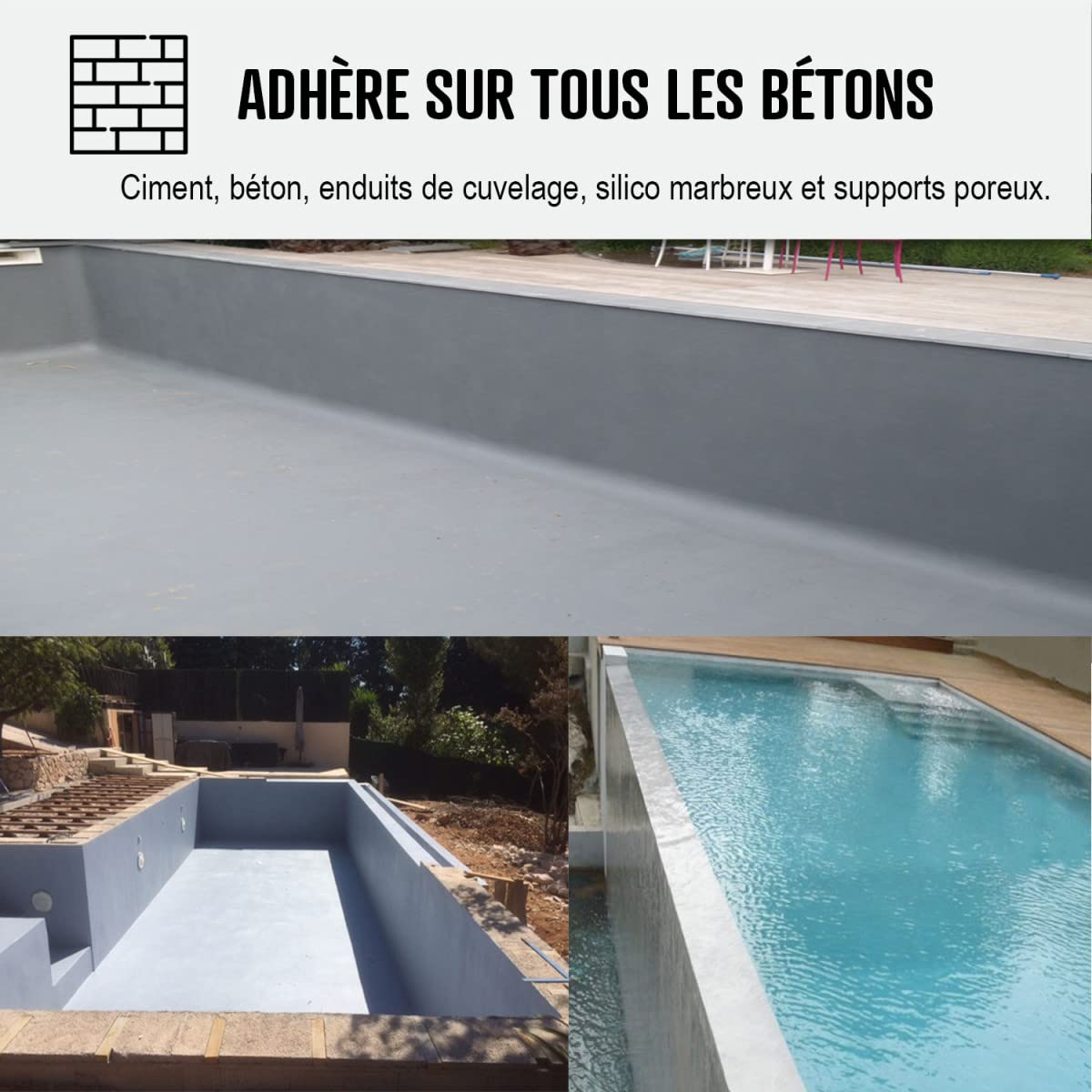 ARCANE INDUSTRIES Peinture piscine béton - Peinture hydrofuge pour bassin en ciment ou béton | Haute résistance sel & immersion | ARCAPISCINE pour piscines - 2.5 L Bleu