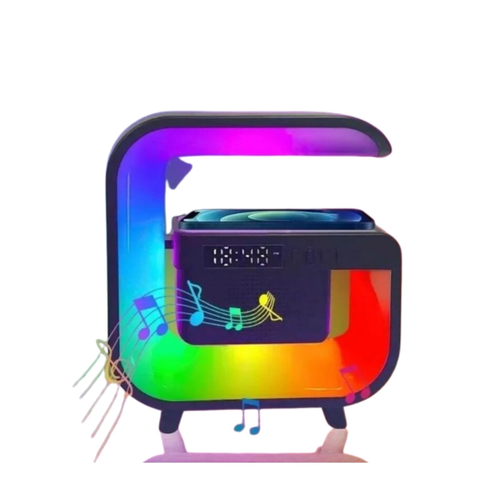 YIttings Multifunction LED Lamp Smart Bluetooth Speaker Wireless Charger RGB Alarm Clock Night Light (Black)