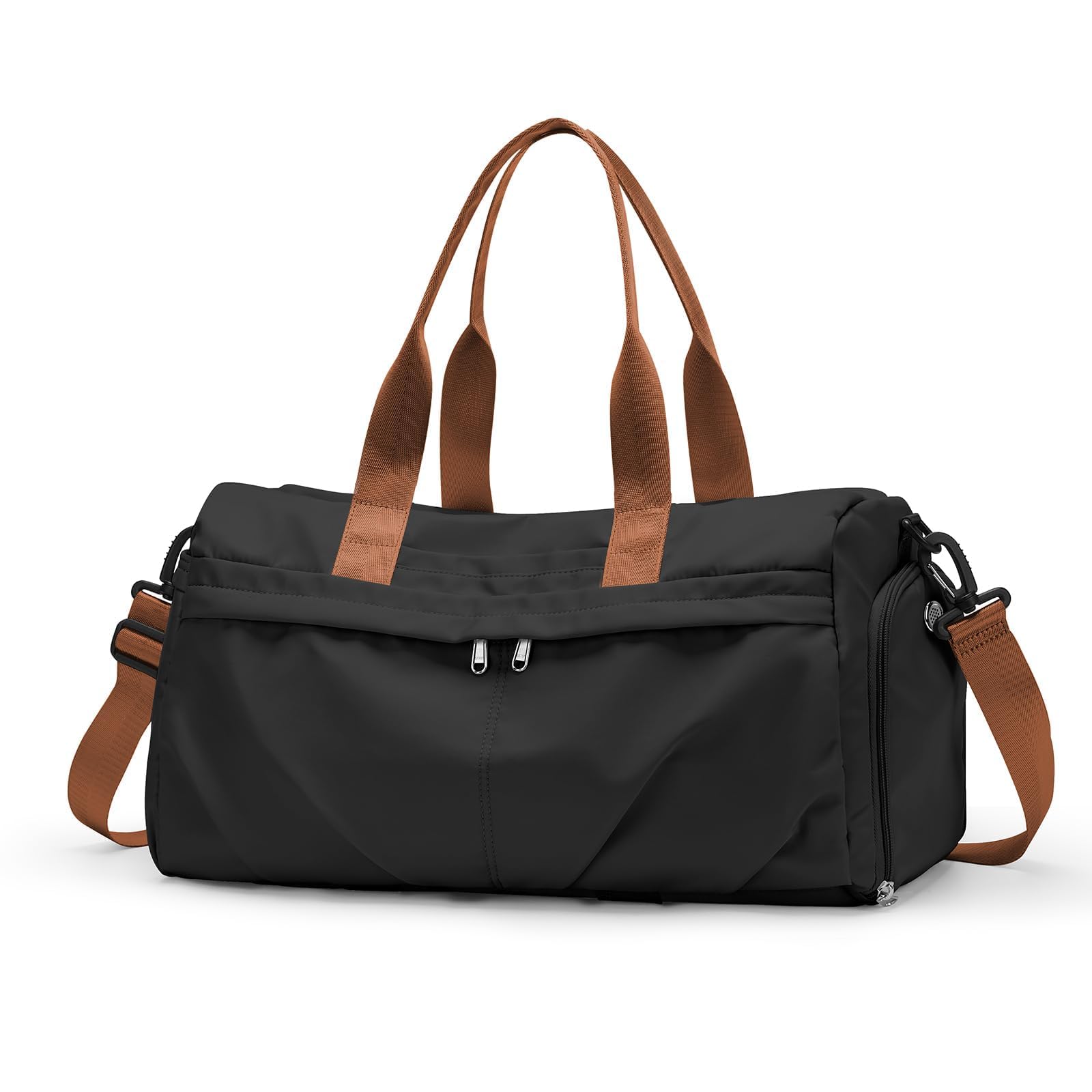 HYC00 Sports Gym Bag Womens Mens with Shoes Compartment & Dry Wet Separated,Weekend Travel Duffle Bags Overnight Bag for Women Holdall Hospital Bags Carry on Hand Luggage for Swim,Black Brown â image 1