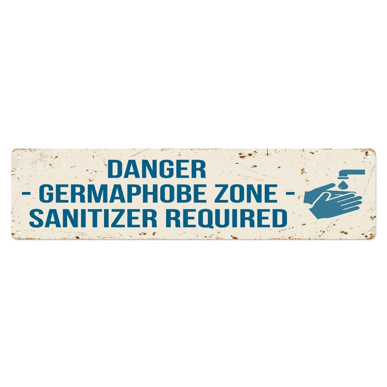 Fqcyn Style Metal Tin Sign Vintage Funny Danger Germaphobe Zone Warning