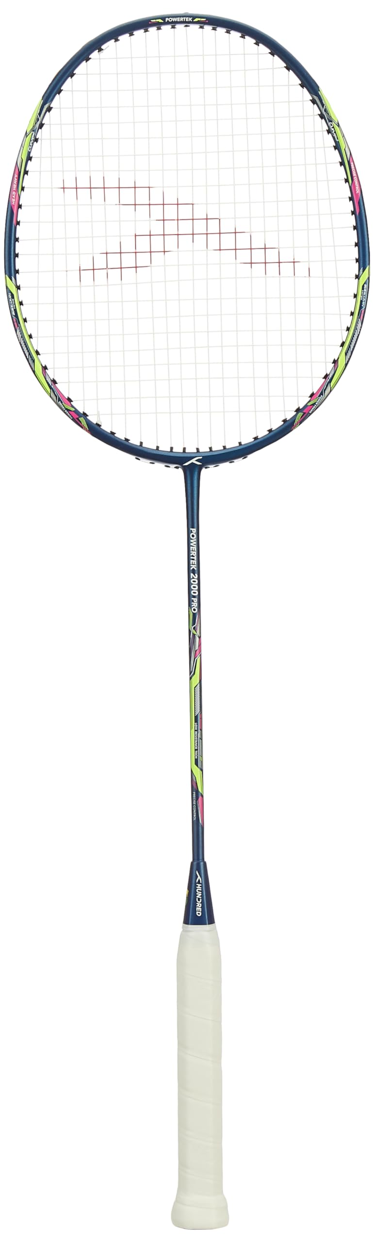 HUNDRED Powertek 2000 PRO Badmintonschläger mit Vollschutzhülle | Besaitet | Material: Graphit | Für Fortgeschrittene Spieler | Maximale Bespannung: 22–24 lbs