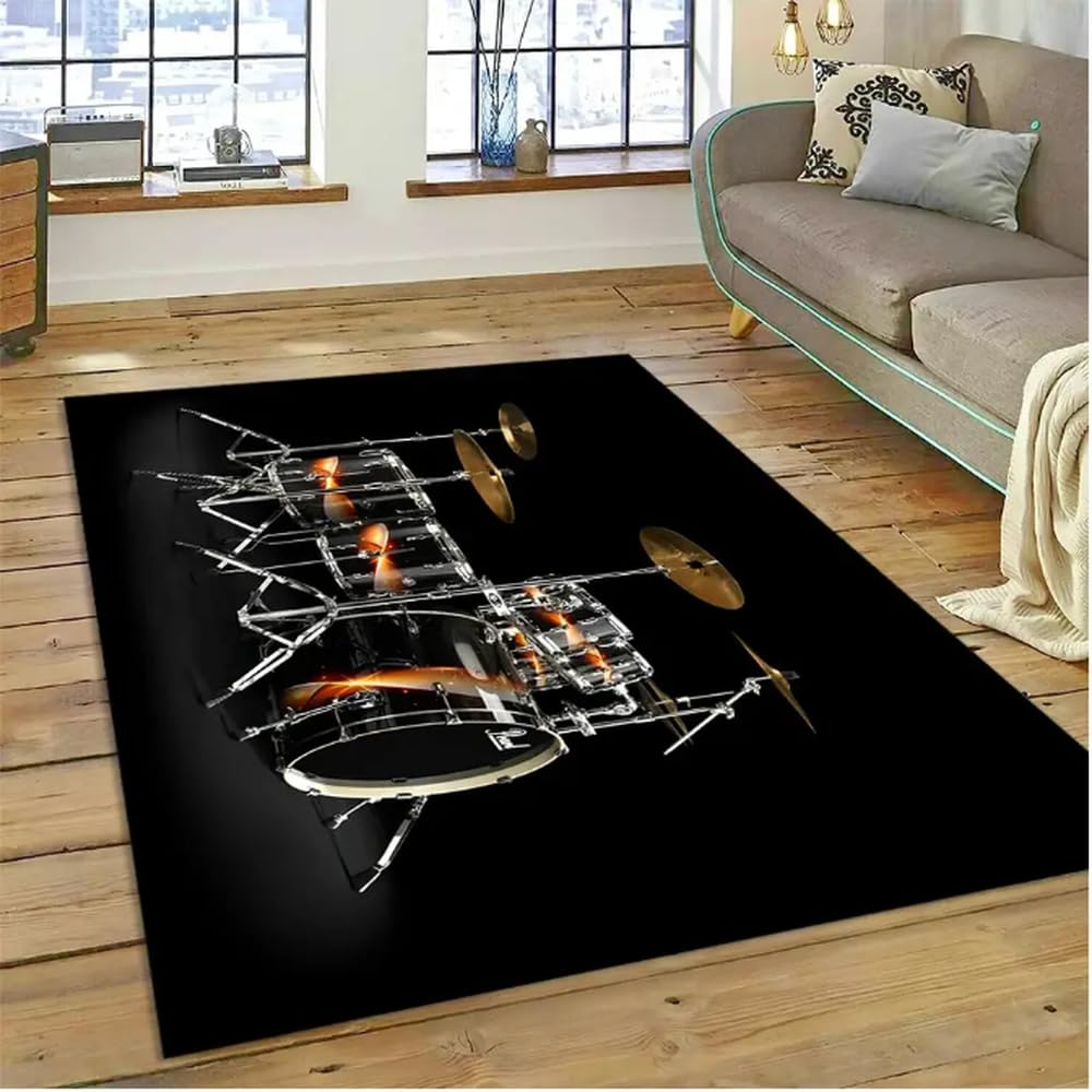 Tapis pour salon et chambre motif kit de batterie 80x150cm