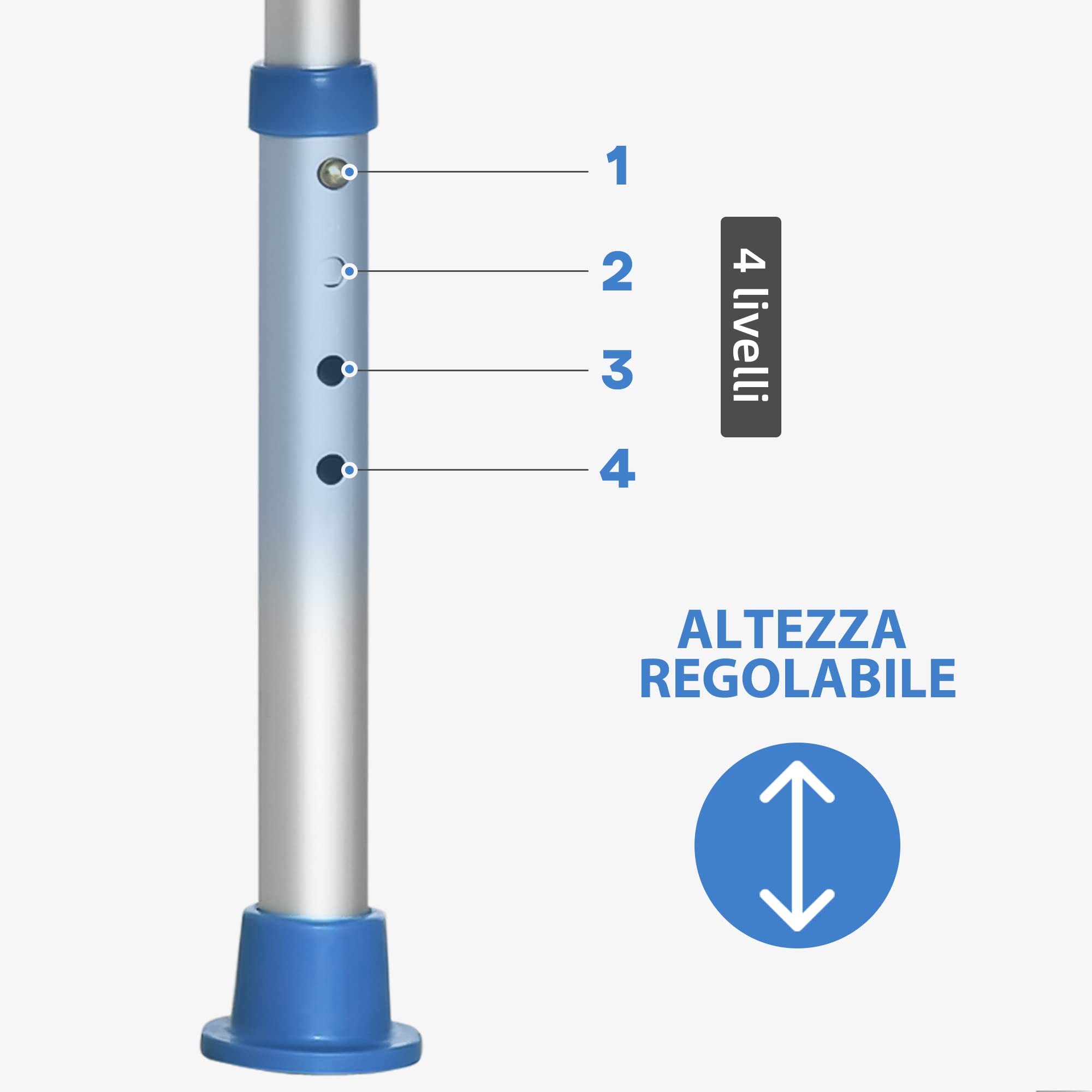 HOMCOM Sgabello per Doccia con Telaio in Alluminio e Seduta Imbottita, Altezza Regolabile e Piedini Antiscivolo a Ventosa, Blu