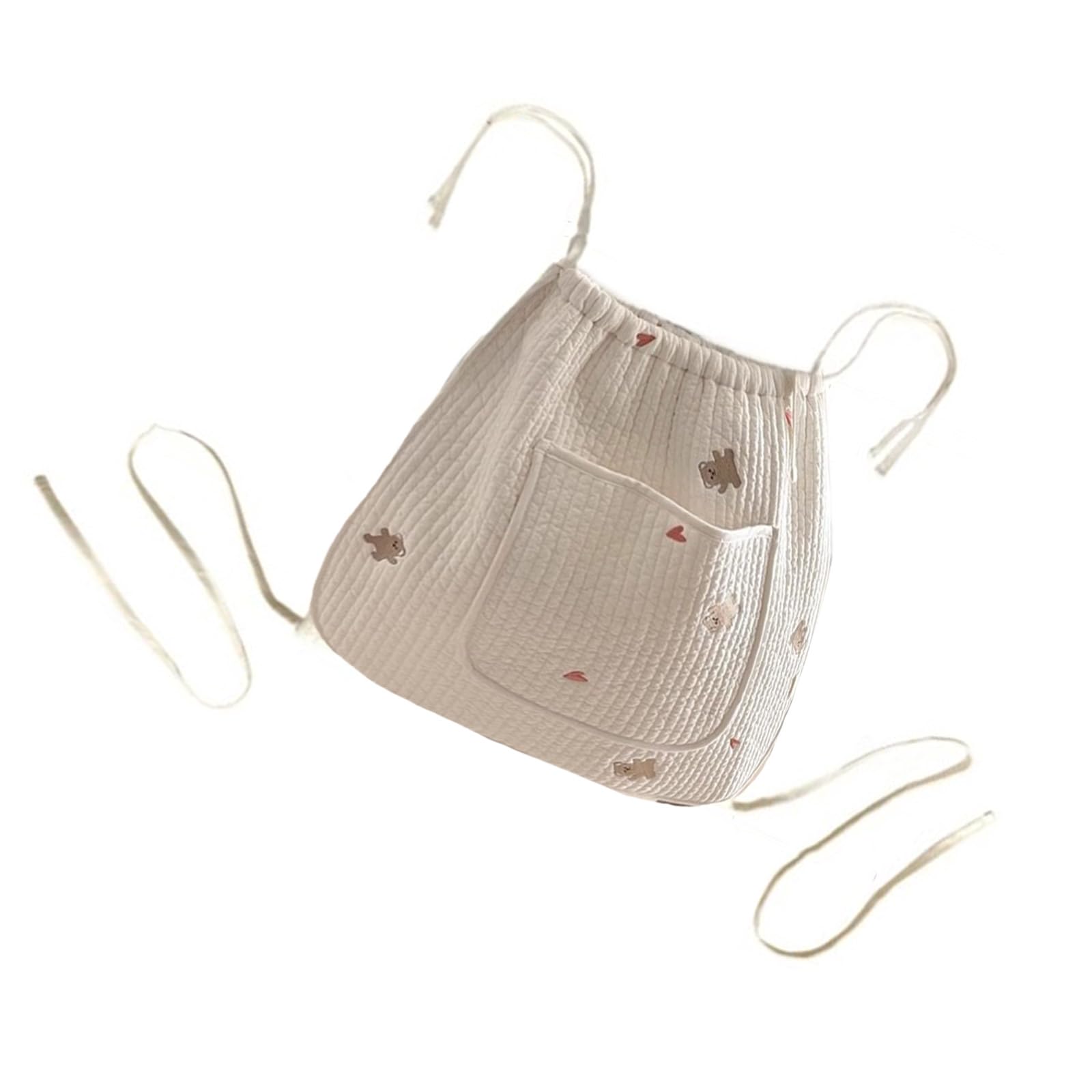 Borsa da appendere per passeggini e passeggini, borsa portaoggetti con orsetto ricamato, borsa multifunzionale organizer per pannolini