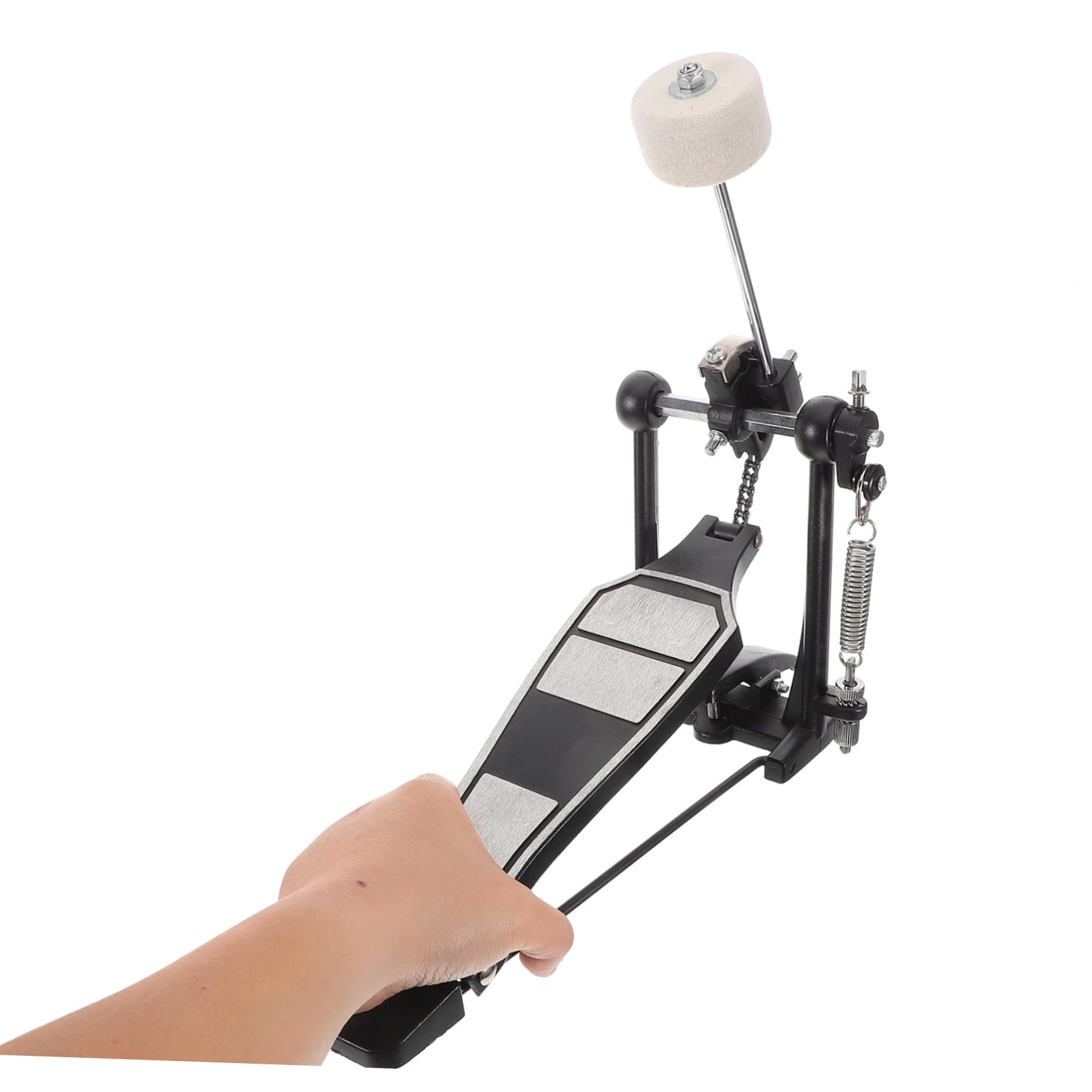 HANABASS Pedale per Batteria Jazz con Movimento a Catena Singola in Lega di Alluminio Nero Pedale Singolo Portatile Accessorio con Chiave per Tamburo Adatto a Batteria Acustica