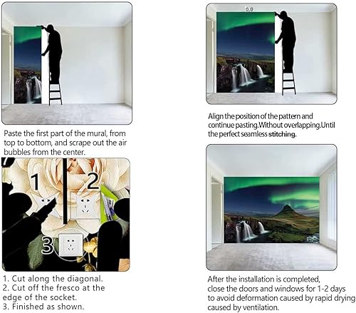 Miniatura 9 de ZYMECH Papel tapiz temporal de bosque lluvioso tropical, papel personalizado para cuarto de lavado, decorativo, fácil de cortar (W) 137.8 pulgadas X