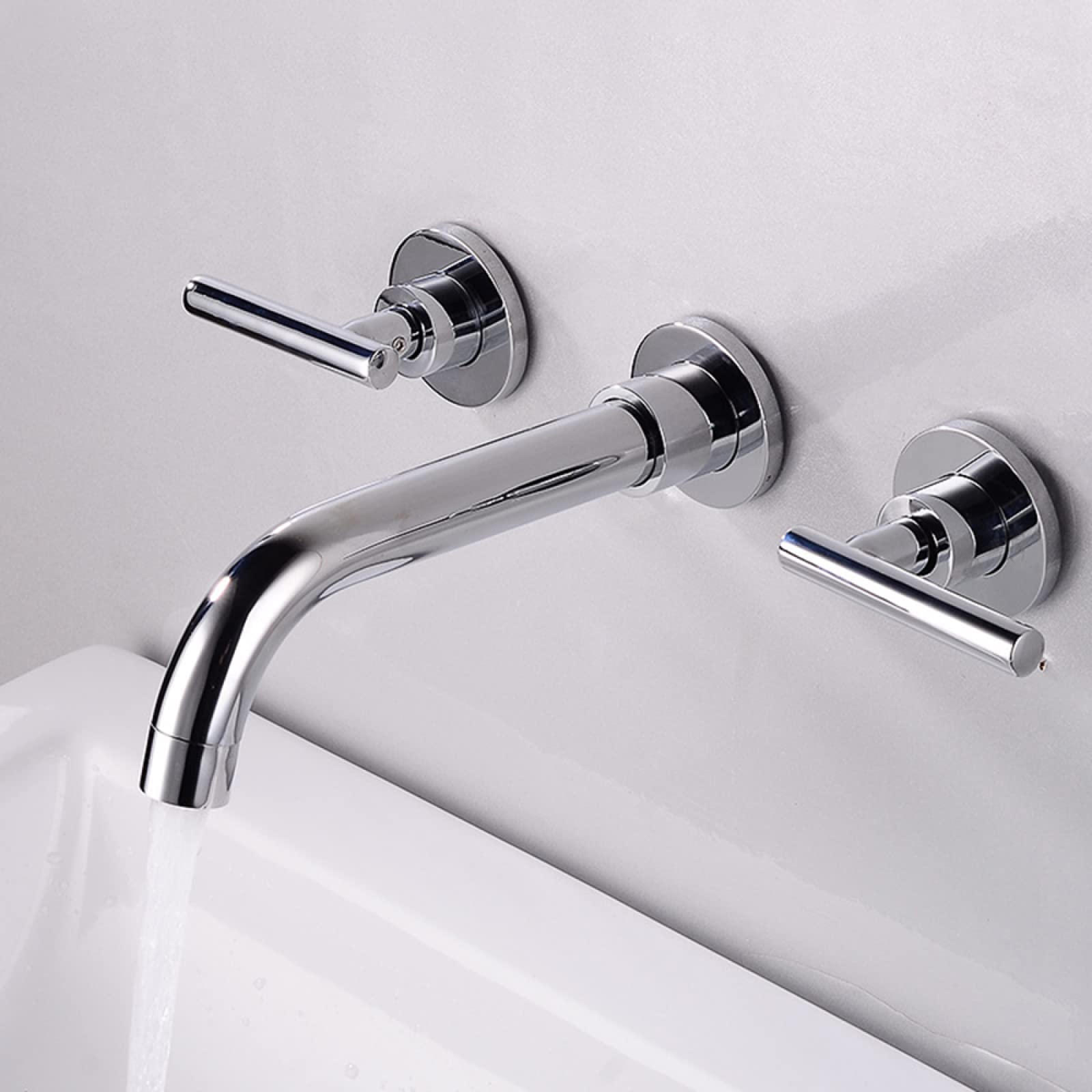 Robinet de lavabo mural encastré idéal pour vasque à poser moderne