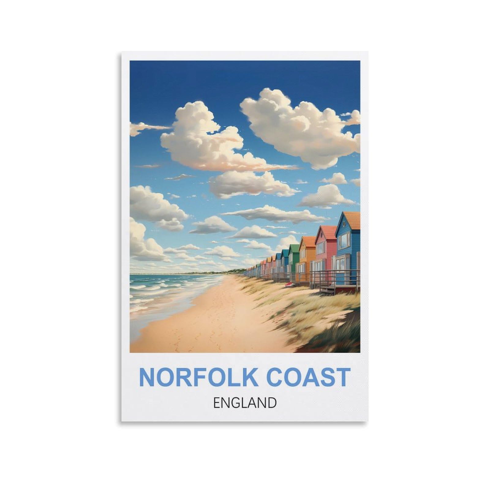 Whcheeh Unframe-Style Norfolk Coast England Vintage Travel Poster 12X18inch(30X45cm) Canvas Art Print Wall Art Decor Picture