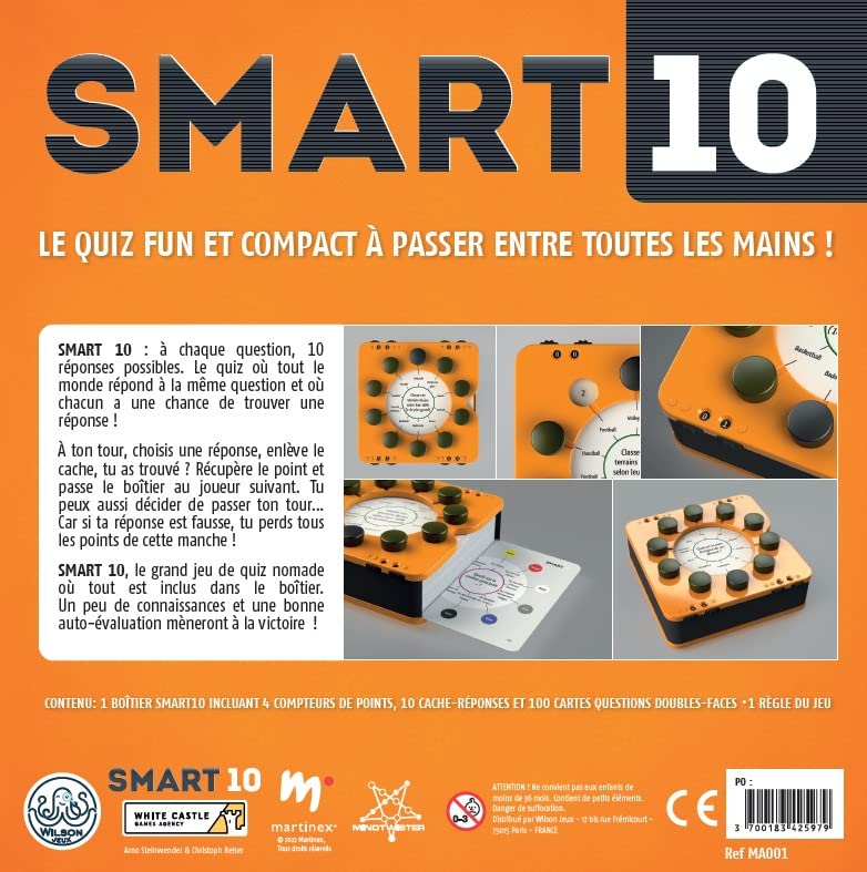 Wilson Smart 10 Família - Juego De Quiz De 100 Preguntas Para 2-8 Jugadores, Versión Francesa, 20 Min De Partida