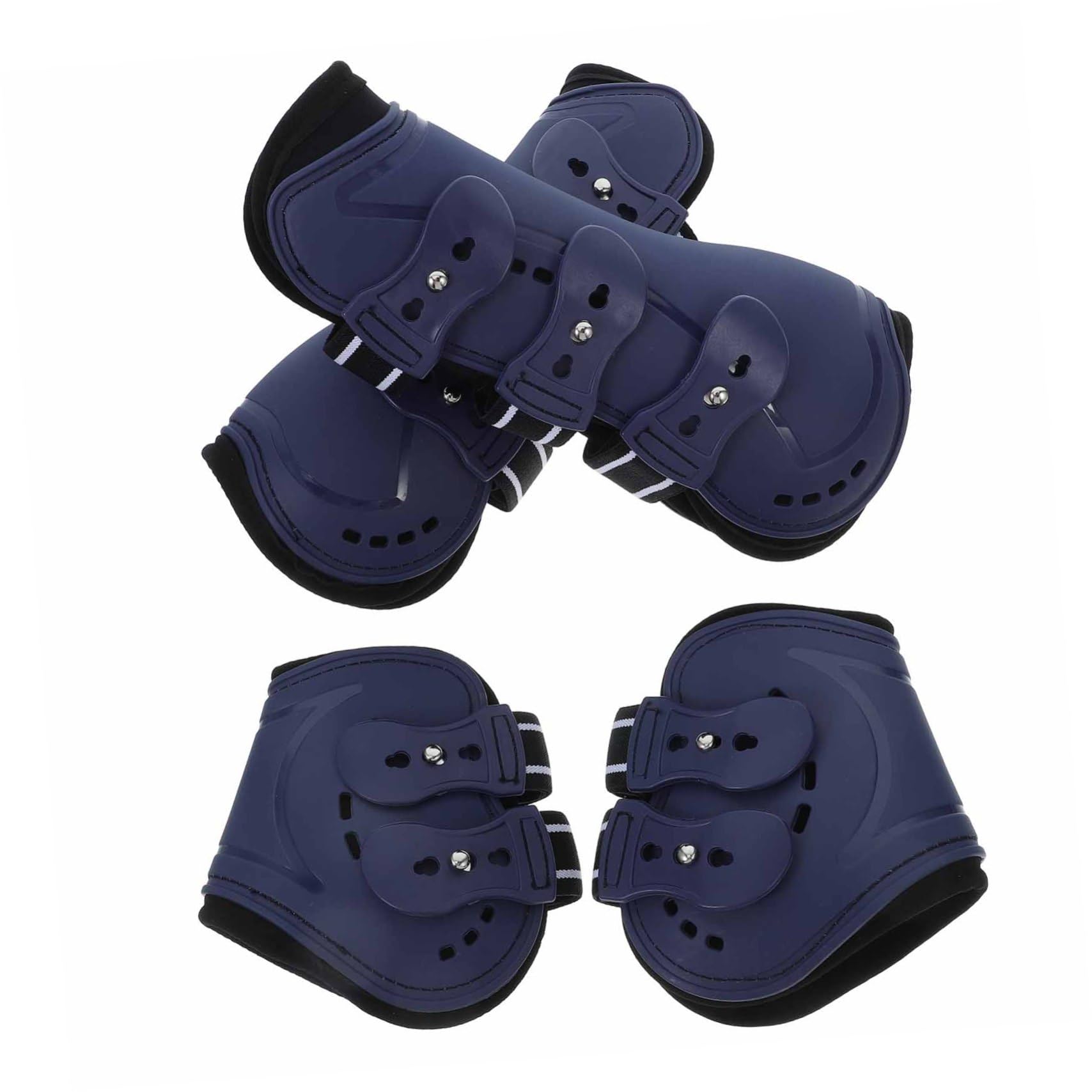 Botas de Ejercicio para Caballos Abertura Ajustable 4 Piezas | Protector de Pata de Caballo en Pu, Talla Media, para Salto y Turnout, Color Azul