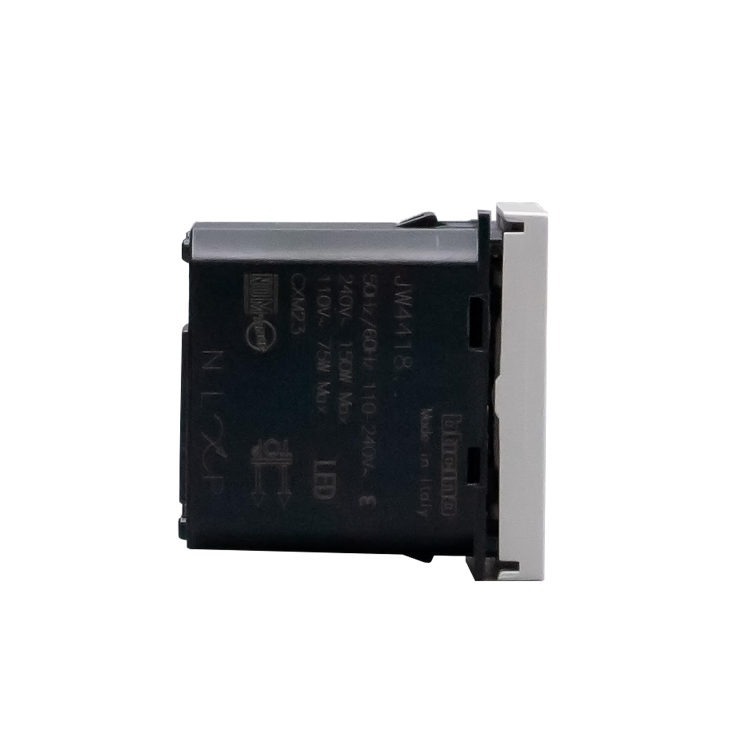 BTICINO Dimmer MatixGO JW4418, Dimmer, Interruttore per Regolare l'Intensità Luminosa, Compatibile con LED Dimmerabili, Alogeni, Fluocompatti, Controllo Luci, Risparmio Energetico, 1 Modulo, Bianco