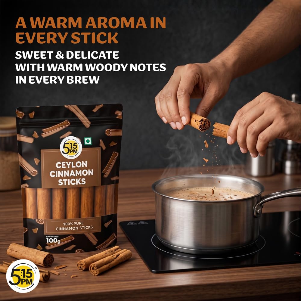 5:15PM Ceylon Cinnamon Sticks Original 100gm | SriLankan Dalchini Cinnamon Stick | World's Finest Ceylon Dalchini Quills | Genuine Source Certified 2