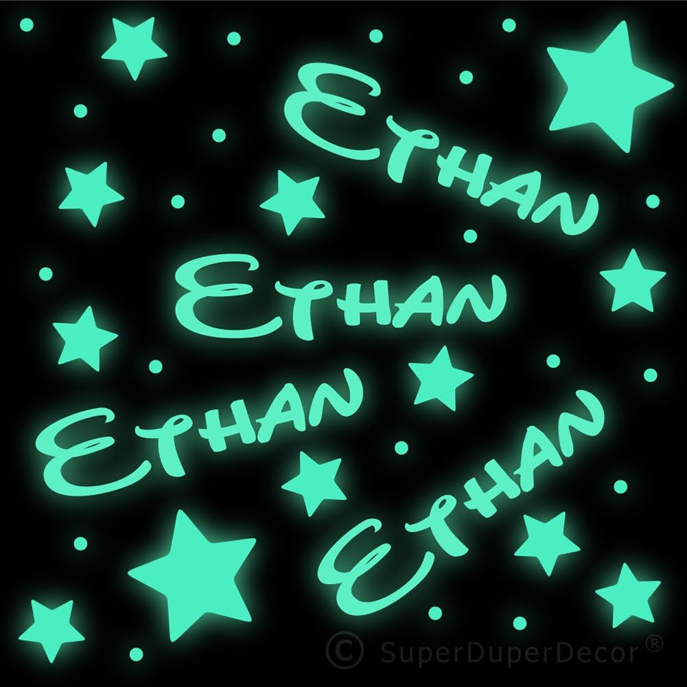 SuperDuperDecorGLOW IN THE DARK NAME & STARS Stickers - Personalised Bedroom Wall Ceiling - DISNEY LARGE