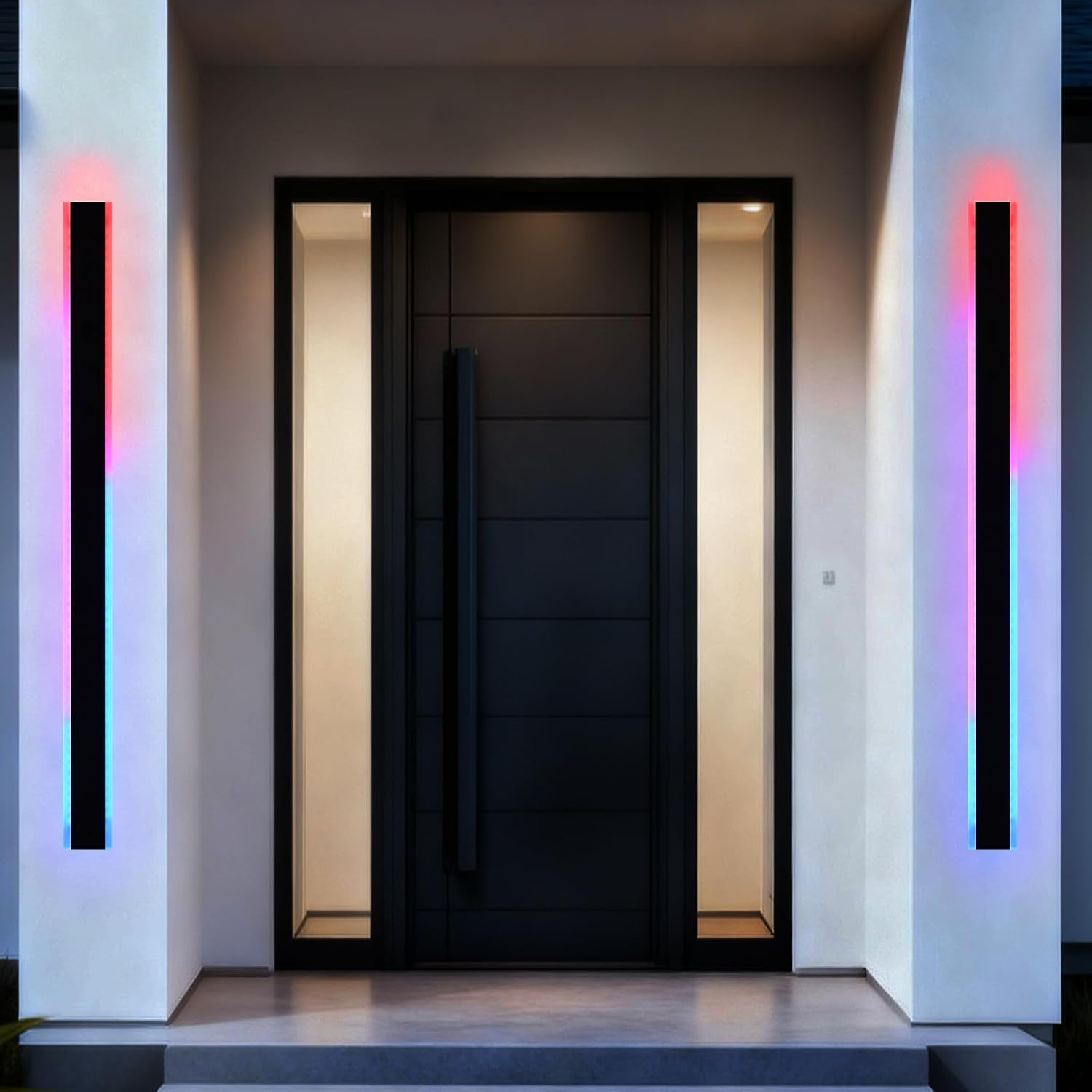 Yaohong 2 Pack 60 Inch Extra Long RGB Outdoor LED Wall Lights for Porch, Modern IP65 Waterproof Dimmable Exterior Linear Sconce with Remote, Wall Mounted Lighting for House Garage Patio
