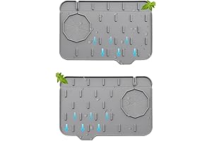 2-Piece Kitchen Splash Guard and Faucet Mat with Soap Dispenser Placement