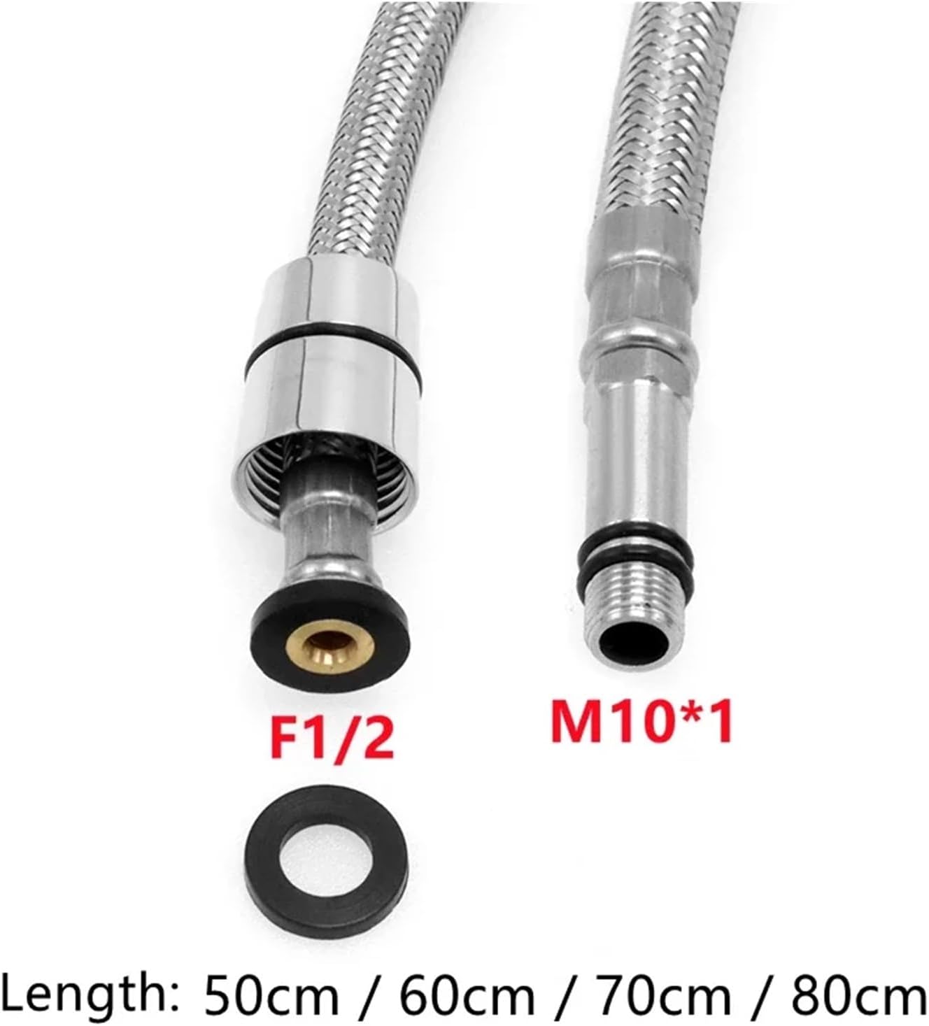 50/60/70/80/150cm F1/2 M10*1 交換用蛇口ホース 引き出し式 304ステンレススチール製ホースチューブ シ