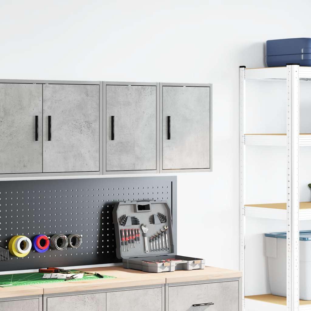 Armoires murales de Garage 2 pcs Gris béton Bois d'ingénierie,Entreprise & Industrie,Stockage Industriel,Armoires industrielles,12.4 kg-860614