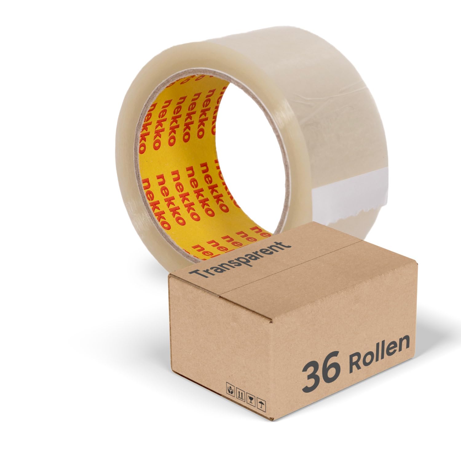 nekko 36 Rollen Paketklebeband Transparent- Starke Klebekraft, Kein Einreißen, Leises Abrollen - Packband Verpackungsband - 50mm x 66m Klebeband