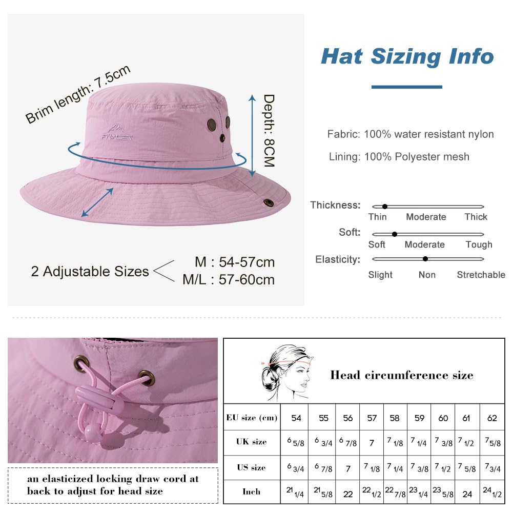 TOP-EX Sombrero de sol UPF 50 para mujer, ala ancha, protección UV, impermeable, sombrero de safari, plegable, para caminar, pescar, con agujero para cola de caballo