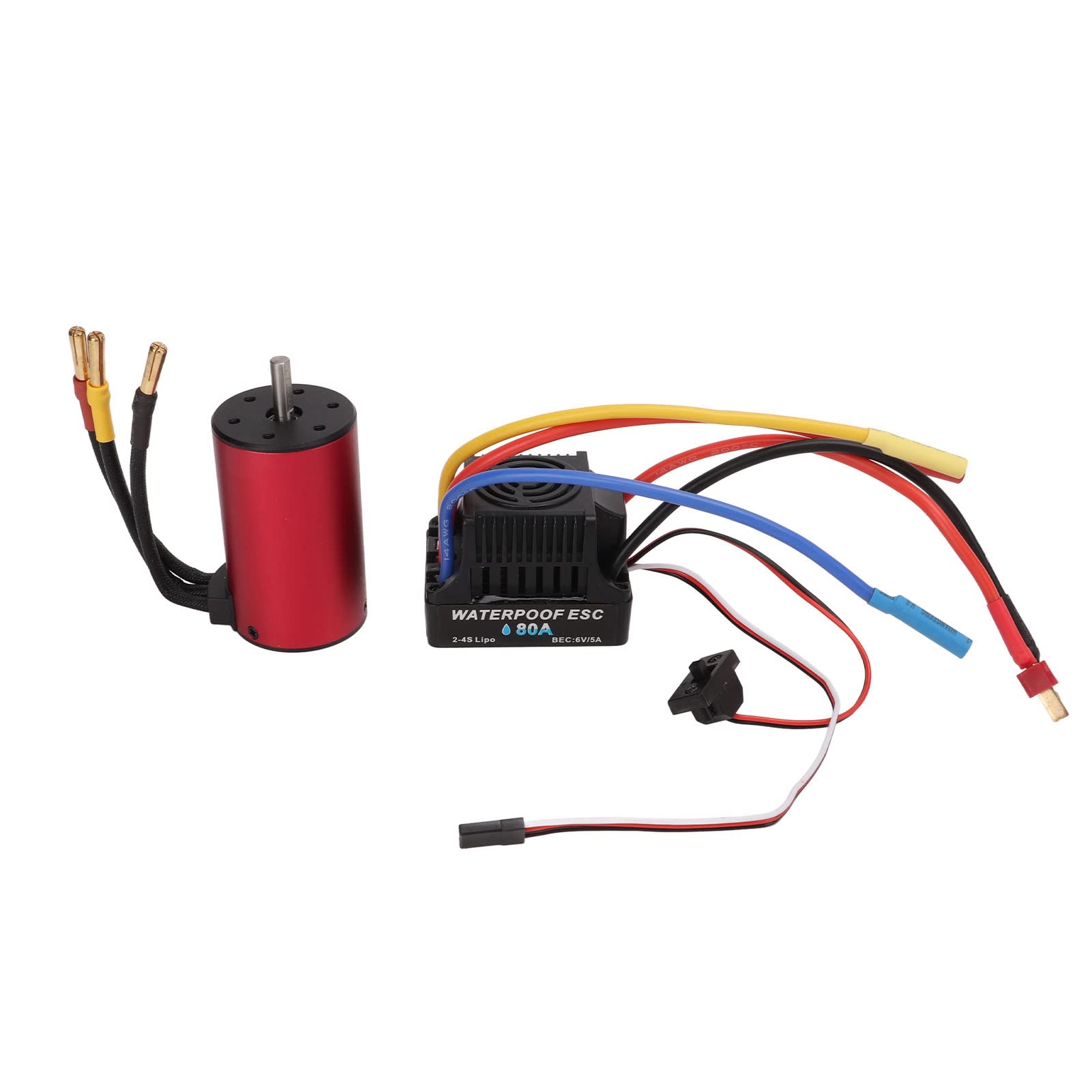 Silnik bezszczotkowy 3300KV Czerwony silnik ze stopu aluminium z zestawem elektronicznego regulatora prędkości 80A do samochodu 1/8 1/10 RC