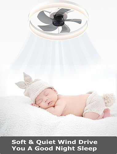 Miniatura 3 de PSHRFANST Ceiling Fans with Lights Dimmable LED Reversible Blades Timing with Remote Control 5 Invisible Blades Flush Mount Low Profile Modern