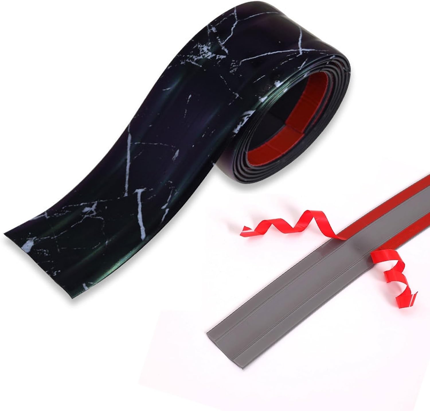 9/15/30/65FT Floor Cords Cover Cable Raceway, Flexible PVC Wire Channel with Strong Adhesive, Low Profile Cable Management for Home & Office Floors and Walls, Black and White Pattern(9FT,55 mm)