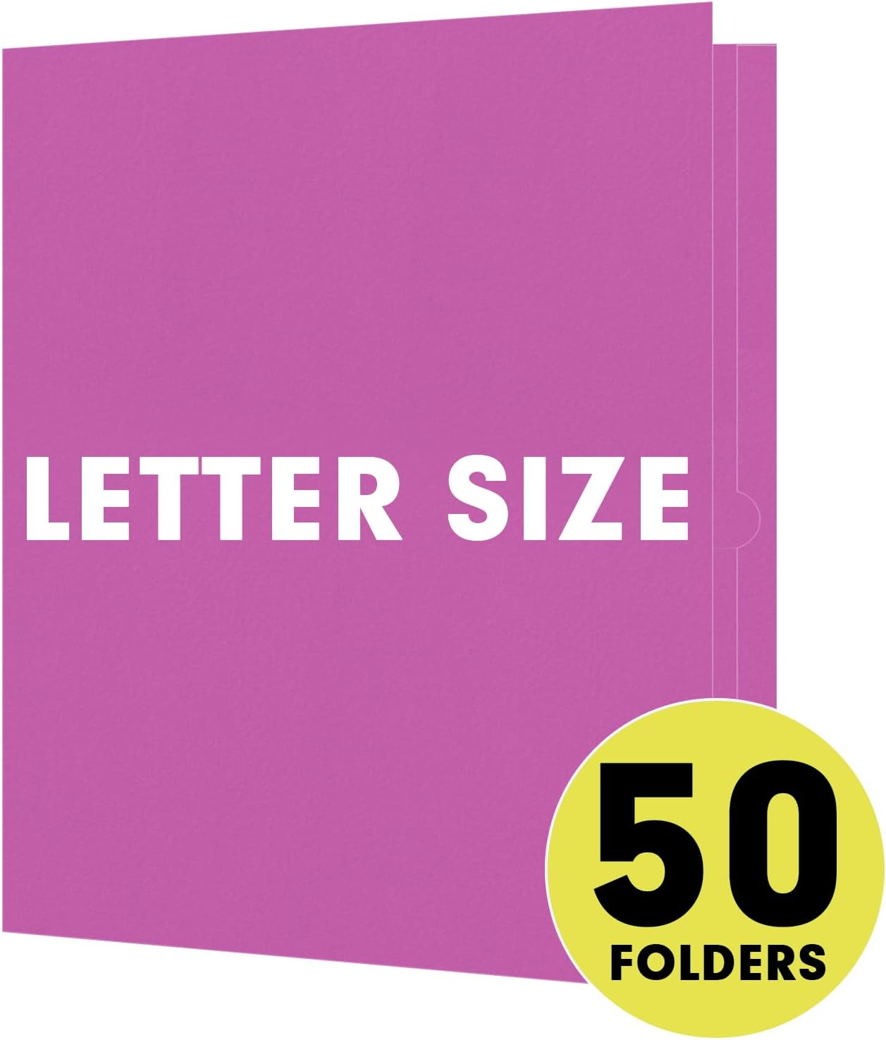 Two Pocket Folders, RAZCC 50 Pack 2 Pocket Folders Fit Letter Size Paper, Paper Folders with Pockets for School Office Business Home (Rose Purple)