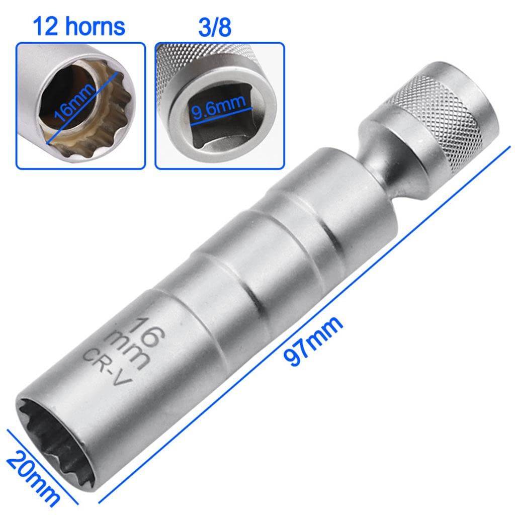 1 Pieza Encaje de Bujía Llave Adaptador Magnético Giratorio Herramienta Extracción Pared Delgada de Acero Adecuado para Uso Automotriz Taller Mecánico, 5 piezas