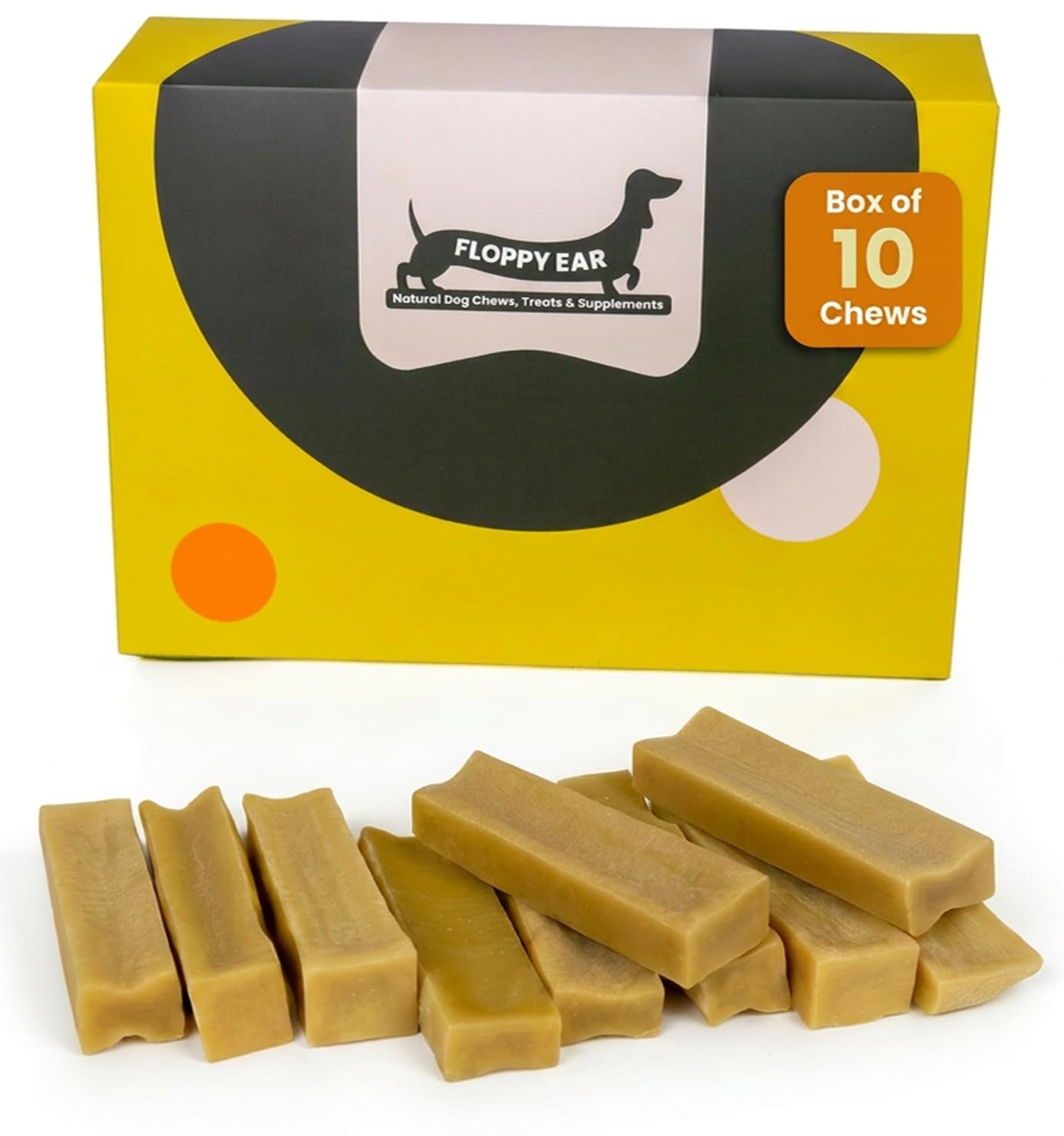 Floppy Ear Himalayan Yak Dog Chews - Yak Chews with Milk for Dogs Medium (box of 10) - Protein & Calcium Rich Long Lasting Dental Sticks - Healthy Natural Snack โ image 1