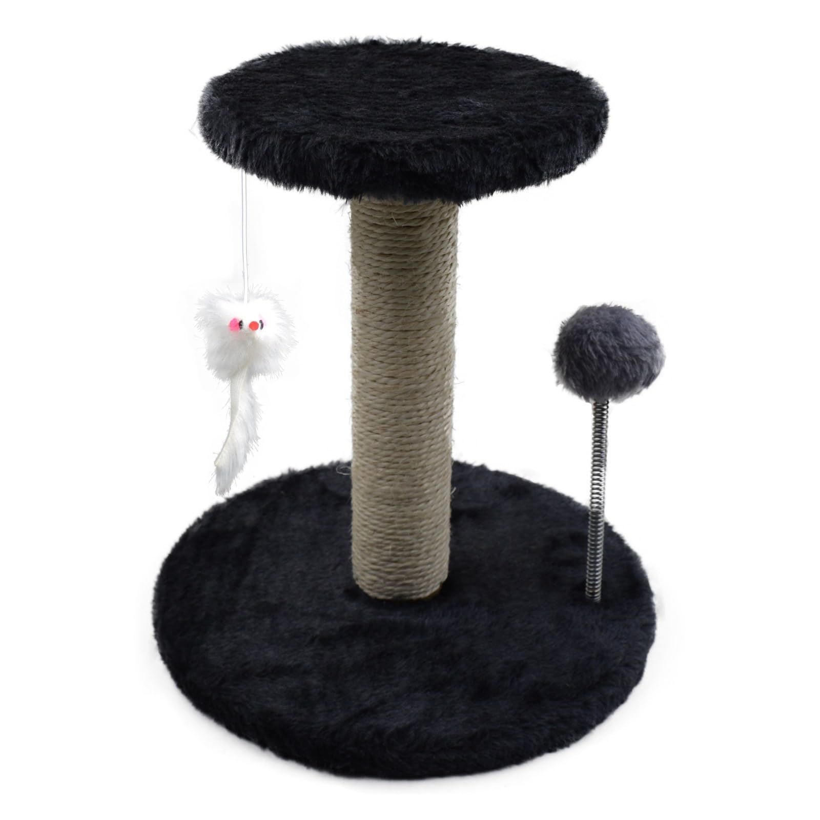 Chat griffoir et arbre à chat d'escalade noir avec jouets pour animaux de compagnie